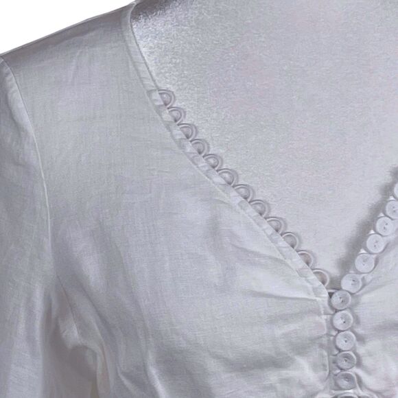 ANNE FONTAINE Charlette Blouse Size 40 6 8 White Linen 3/4 Sleeve Tie Back EUC - Picture 5 of 16